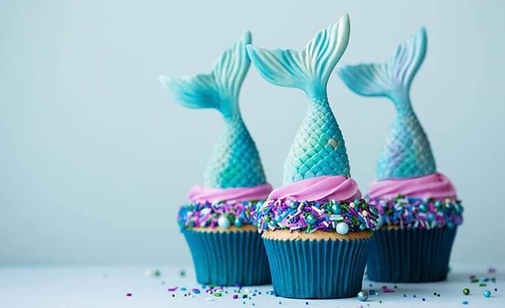 cupcakes decorados com rabos de sereia